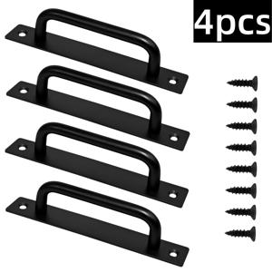 TEMU 4개 5인치 블랙 헛간문 손잡이, 4개 알루미늄 합금 캐비닛 당김손잡이 및 나사 포함, 주방 수납장, 옷장, 서랍장, 서랍 도어용 모던 센터 게이트 도어 손잡이