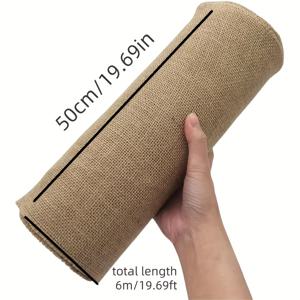 TEMU 40/45/50cm 폭 X 6미터 길이의 천연 베이지 황마 롤 - 공예, 크리스마스 테이블보 및 의자 커튼, 웨딩 장식, 러스틱 황마 원단용. 가정 장식 및 파티 용품을 위해 고품질 재료를 사용. 황마 줄무늬