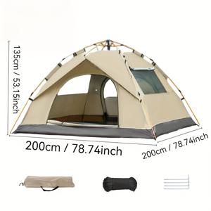 TEMU 4인용 자동 팝업 캠핑 텐트, 공원 캠핑, 야외 하이킹, 해변 가족 휴가용. 휴대용 접이식 디자인. 완벽한 할로윈, 크리스마스 선물