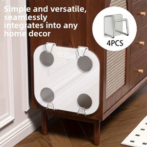 TEMU 체중계 브라켓 4개 세트, 체지방 체중계용 범용 벽걸이형 수납 브라켓, 벽걸이형 흔적 없는 수납 선반. Xiaomi, Huawei 및 기타 유형의 체중계 수납용 행거로 욕실 및 홈짐에 적합. 체지방 체중계 및 피트니스 장비와 호환. 욕실 수납 선반, 수납 상자. 가정, 사무실, 운동선수, 체형 관리 사용자, 피트니스 애호가를 위한 필수 브라켓.