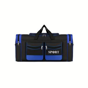 TEMU 남성용 대형 핸드백, 토트백 1개 나일론 천 컬러 블록 실용적인 대용량 핸드 여행 가방 남녀공용 다기능 숄더 바디 러기지 가방 야외 여행 수납 가방 출퇴근 이사 의류 가방 헬스 요가 가방