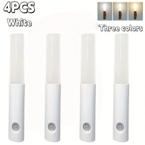 TEMU 4개 스마트 모션 센서 조명, 유선 없음, 자석 벽걸이, LED 침대 옆 야간 조명, 벽 장식 분위기 조명, Type-C 충전, 조절 가능한 3가지 색온도, 침실, TV 벽, 계단, 복도, 캐비닛에 적합, 컴팩트 & 휴대용, 핸드헬드/벽걸이, 다양한 색상 옵션, 복도 조명,캐비닛 조명,휴대용 조명,컴팩트 디자인,자석 마운트,조절 가능한 밝기