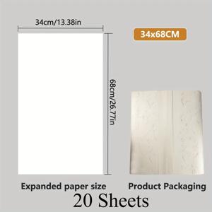TEMU 20장 전통 선 종이 서예 및 그림용 - 대형 34x69cm 반선 종이, 중국 서예 연습, 붓 그림 예술, 전통 공예 재료 (아시아 붓 세트 호환)