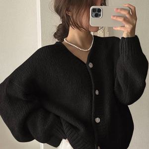 TEMU 새로운 여성용 스타일리시하고 우아한 버튼형 V넥 가디건, 통근 및 데이트에 완벽