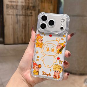 TEMU 귀여운 노란 별 캐릭터 아이폰 17 16e 16 15 14 13 12 11 미니 프로 맥스 에어 X XR XSMAX 8 7 플러스 방수 투명 소프트 케이스