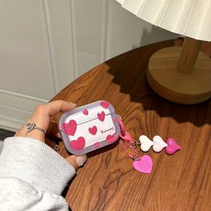 TEMU 로즈 레드 하트 모양의 에어팟 케이스 - 달콤한 디자인으로 for iphone 및 for airpods 1/2/3/Pro/Pro2에 완벽하게 맞춰져 있습니다. 커플에게 이상적인 선물로 에어팟 보관|즐거운 액세서리|플라스틱 구성, 에어팟 케이스에 적합합니다.