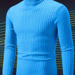 TEMU 남성용 단색 터틀넥 스웨터 (가을/겨울용), 따뜻한 신축성 있는 원단