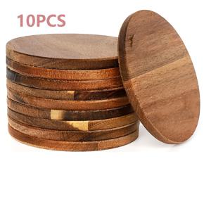 TEMU 5/10/16/26개입 미끄럼 방지 도트 나무 코스터, 4X4인치 원형 페인팅 공예 블랭크 (미술, 우드버닝용), 성인 선물, 홈 데코 나무 코스터 세트