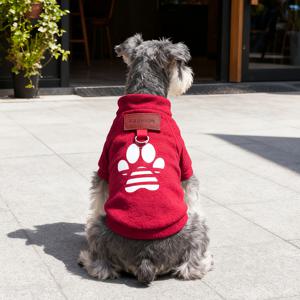 TEMU 부드러운 강아지 발자국 로고 스웨터, 안전한 리드 루프가 있는 따뜻한 강아지 파자마 스웨트셔츠, 포근한 강아지 재킷 겨울 코트, 소형 및 중형 강아지와 고양이를 위한 애완동물 옷, 남아 또는 여아용
