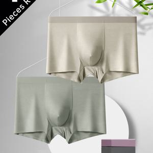 TEMU 4개 세트 - 랜덤 혼합 색상, 신상 시즌 고급 대나무 섬유 스타일리시 심리스 남성용 드로즈, 부드럽고 편안함, 빠른 건조 및 통기성, 솔리드 컬러 모달 비즈니스 캐주얼 남성 속옷