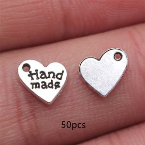 TEMU 50개 수제 복숭아 하트 참 영어 글자 펜던트 귀걸이 목걸이 수제 공예 주얼리 추가품 8mm