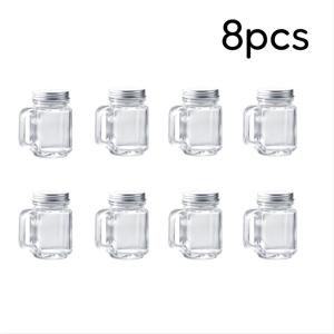 TEMU 이너그램 스타일의 홈 데코, 주방 정리, 콜드 브루 차 또는 잼 디스플레이 병, 커피, 주스 또는 레모네이드용 컵에 적합한, 간편한 뚜껑 디자인의 투명 유리 보관 용기 8개 세트