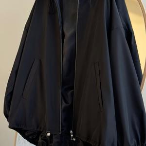 TEMU 여성 패션 캐주얼 재킷 | 드로스트링 헴 후드 아우터 | 단색, 올 시즌 착용