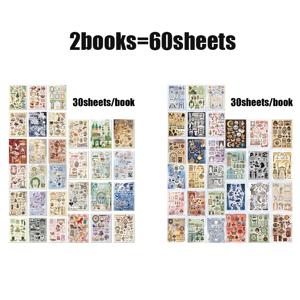 TEMU 2 스티커 북 세트, Fuhua 챕터 시리즈, 레트로 테마, 코팅 용지 재질 스티커, 다이어리 스크랩북 콜라주 장식 스티커, 생일 및 휴일 선물로 사용 가능