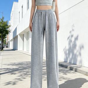 TEMU 여성 트레이닝바지 봄 얇은 와이드핏 루즈핏 일자 라인 편안한 바지