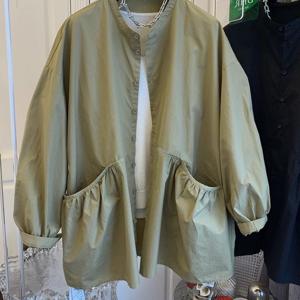 TEMU 스프링 얇은 코트 신상 입체적인 더블 포켓 긴팔 셔츠 탑 여성용 루즈핏 캐주얼 코트