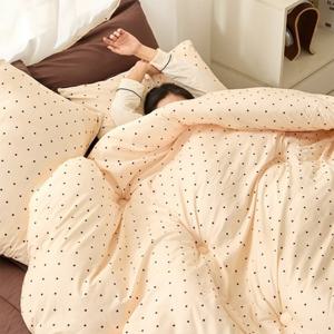 TEMU KURUA 부드러운 사계절 배색 도트 브라운 차렵이불 세트