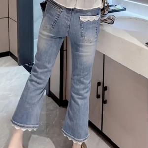 TEMU SunburstWonder 여름용 스판 청바지 나인부츠 미니플레어 슬림 밴드팬츠