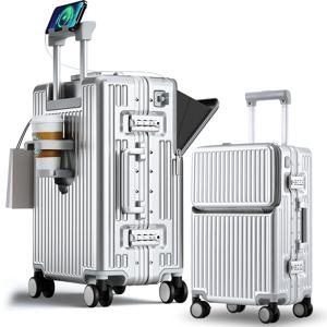 TEMU REGESY전면오픈 다기능 캐리어 알루미늄 프레임 내구성 초경량 저소음 360도 회전바퀴 수트케이스 대용량 기내용 비즈니스 출장용 해외여행 캐리어20인치 24인치 28인치