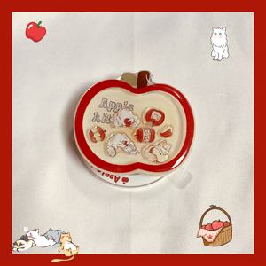 TEMU 사과 고양이 귀여운 흔들리는 마그네틱 흡착 스탠드, 휴대폰 부착 호환, 탁상용 레이지 스탠드