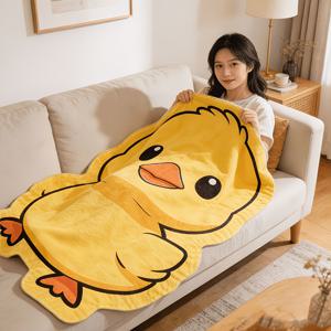 TEMU 작은 노란 오리 플란넬 담요 1개 - 두껍고 따뜻한 올용 소파 담요 & 낮잠 담요, 오리 테마 베드스프레드, 사무실용, 가정용 여가를 위한 기계 세탁 가능한 아늑한 침구 (색상 변형 없음)