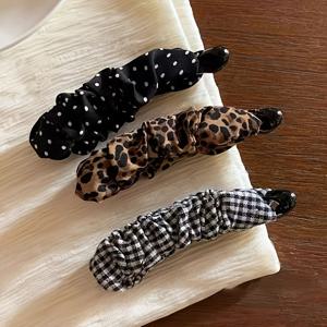 TEMU 세련된 분위기를 더하는 빈티지 체크, 물방울, 프린트 패브릭 헤어 액세서리 세트 (바나나 클립, 세로 클립, 가로 헤어핀 포함), 머리 볼륨을 강화하는 제품