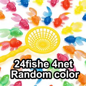 TEMU 14/28개 플로팅 금붕어 세트 (망 포함) - 실내/외용 사실적인 플라스틱 물 장식, 배터리 불필요 여름 수영장 파티 용품, 애완 고양이 장난감 & 욕조 놀이 ZSY