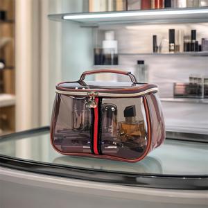 TEMU 새로운 사과 테마 메이크업 가방, 여성용 대용량 투명 세면도구 가방, 지퍼가 있는 투명 여행 가방