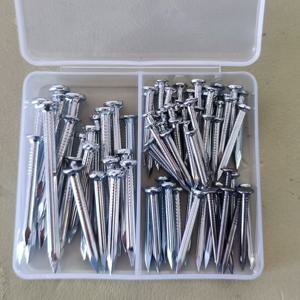 TEMU 혼합형 스틸 못 77개 - 고품질 강철 못 모음 키트 - 내구성 있는 시멘트못과 목수못, 벽용 및 다용도 못, 6가지 사이즈, 투명 플라스틱 보관함 포함, 목수못