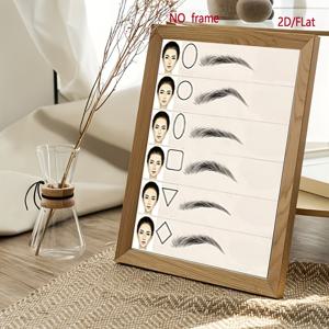 TEMU 2D 플랫, 2D FLAT 눈썹 모양 일러스트 캔버스 포스터, 메이크업 스튜디오, 메이크업 튜토리얼, 개인 화장대 장식에 이상적. 아트 디자인으로 세련된 룩 연출, 홈 인테리어 업그레이드, 차분한 선사. 프레임리스, 2D 플랫