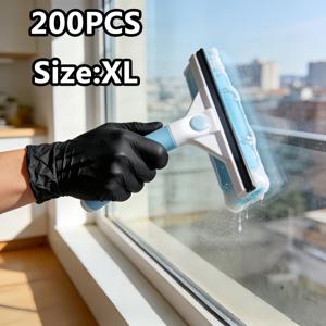 TEMU 200/100개 블랙 일회용 나이트릴 장갑, 우수한 신축성, 내구성, 문신, 메이크업, 미용, 펫 케어, 가정 청소, 일상용, S, M, L, XL 사이즈 선택 가능