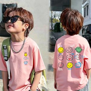 TEMU 남아용 트렌디한 아동복 니치 핑크색 반팔 티셔츠, 중형 및 대형 사이즈 선택 가능