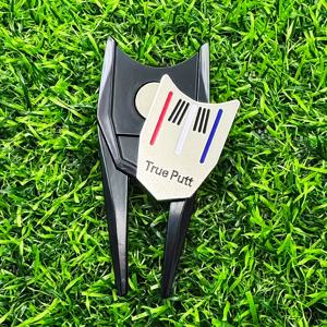 TEMU 볼 마커가 있는 골프 디봇 툴 아연 합금 그린 수리 포크, 휴대용 골프 액세서리