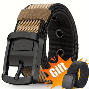 TEMU 회전 버클이 있는 남성용 택티컬 벨트, 양면 디자인 및 플라스틱 걸쇠가 특징입니다. 이 다기능 아웃도어 벨트는 캐주얼한 다용도로 사용 가능하며, 듀얼 컬러로 제공되며, Buy One, Get One Free(1개 구매 시 1개 무료) 특별 행사와 함께 제공됩니다.