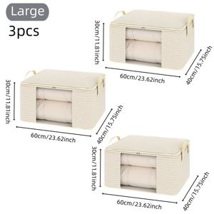TEMU 뚜껑과 손잡이가 있는 대용량 접이식 패브릭 수납 가방 3개, 옷장, 침실, 기숙사, 캠핑 및 여행용 수납 상자용 튼튼한 부직포 접이식 정리함 - 공간 절약형 수납 용기, 침대 밑 수납