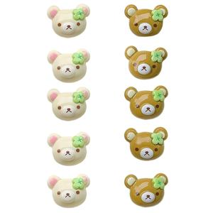 TEMU DIY 레진 주얼리, 휴대폰 케이스 장식 및 벽걸이 참용 곰 펜던트 10개 - 녹색 잎사귀 곰, 베이지 & 갈색 곰 캡슐/껍질, 수공예용 평면 구슬 장식품, 휴일 파티 장식 (코팅 없음)