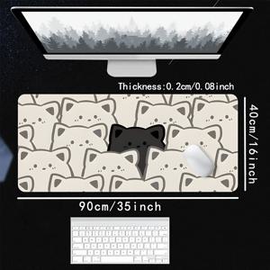 TEMU PC/노트북용 대형 귀여운 고양이 얼굴 마우스 패드 1개, 미끄럼 방지 고무 베이스 및 매끄러운 표면 데스크 매트, 게이밍, 사무실, 컴퓨터 셋업에 적합, 안정적인 두꺼운 베이스 선물 - 고양이 테마 책상 액세서리