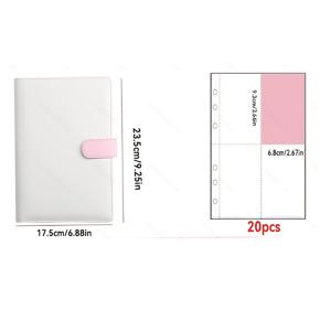 TEMU A5PU 바인더 앨범 - 20장 4링 바인딩 시스템 & 포스트카드 홀더 포함, 학교, 스크랩북, 사진, 기념품 보관용 - 화이트/핑크, 학용품, 백투스쿨, 사진 수집용 링 바인더