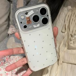 TEMU 귀여운 별 폴카 도트 투명 소프트 휴대폰 케이스, 아이폰 17 ProMax 17 Pro 17 16 15 14 Pro Max 호환, 사랑스러운 반짝이는 충격 방지 커버 선물용 푼다