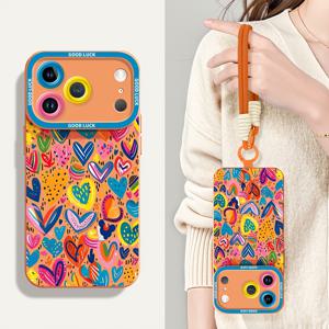 TEMU 아이폰 17 Pro Max 16PLUS 15 14 13 12 11 시리즈용 롱 크로스바디 랜야드 폰 케이스, 새로운 2026년 띠말년 액세서리 숏 코드, 편리하고 창의적인 오렌지 소프트 보호 커버, 새해를 위한 자신 또는 여자친구를 위한 완벽한 선물