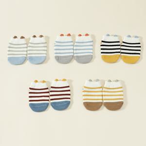 TEMU 3D 귀가 있는 5켤레 미끄럼 방지 아기 보트 양말, 통기성 도트 접착식 얕은 입구 양말