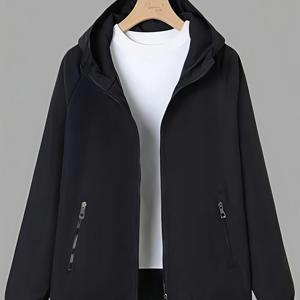 TEMU 봄/가을 다용도 캐주얼 방풍 재킷, 클래식 이중 레이어 경량 루즈핏 방풍 통기성 여성용 재킷