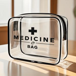 TEMU 1 고급 약통 메디컬 가방 화장품 가방 대용량 PVC 지퍼형 화장품 가방 - 고품질 여행용 세면도구 보관 가방, 여성 및 남성을 위한 가벼운 무게