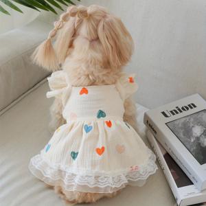 TEMU 반려동물 의류 고양이 강아지 사계절 컬러풀 하트 걸 인형 드레스 어린이 가우즈 피부 친화적 드레스 1개
