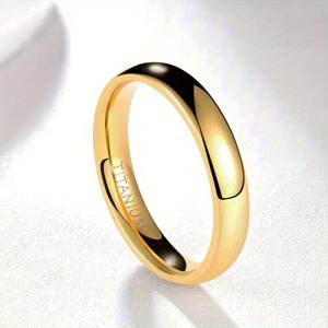 TEMU 1 패셔너블 티타늄 스틸 스택 링 심플 디자인 절대 변색 없는 골드 스테인리스 스틸 약혼 결혼 반지 선물