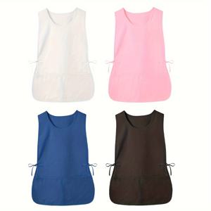 TEMU 4개 세트 다용도 작업 조끼 앞치마 포켓 포함 - 튼튼한 폴리에스테르, 실내외 사용 가능, 주방 및 레스토랑에 적합, 이발사 앞치마