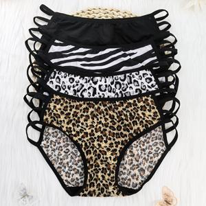 TEMU 4팩 섹시한 프린트 여성 팬티, 시크릿 브레스웨어, 편안한 올 시즌 데일리 웨어, 폴리에스터 95% 엘라스탄 5%, 미드 라이즈 니트 재질, 컬러 블록 디테일