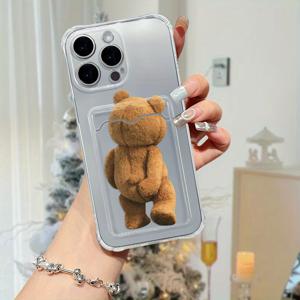 TEMU 아이폰 6 6s 플러스 7 8 8 플러스 X XS XR XS 맥스 11 12 13 프로 맥스 SE(2022) SE2 SE3 SE(2020)를 위한 눈길을 끄는 투명 카드 홀더 폰 케이스 - 멋진 디자인과 트렌디한 핫 아이템, 카드 슬롯 포함, 작은 포함