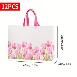TEMU 그녀/남자를 위한 선물 12개 재사용 가능한 선물 가방, 손잡이 달린 토트백, 튤립 스타일 선물 포장 가방 – 발렌타인데이 선물, 파티 답례품 가방, 쇼핑 가방으로 이상적 (3가지 사이즈)