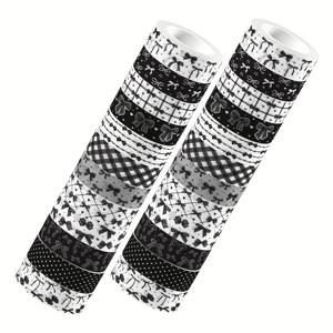 TEMU 블랙 리본 마스킹 테이프 종이 스티커 와시 테이프, 핸드북 또는 DIY 장식용